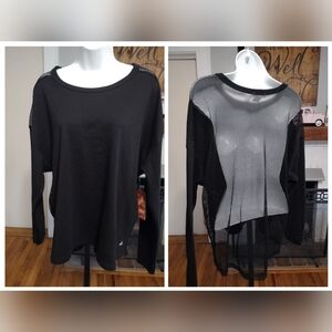 NEW Luna Peak Black Mesh Long Sleeve Top